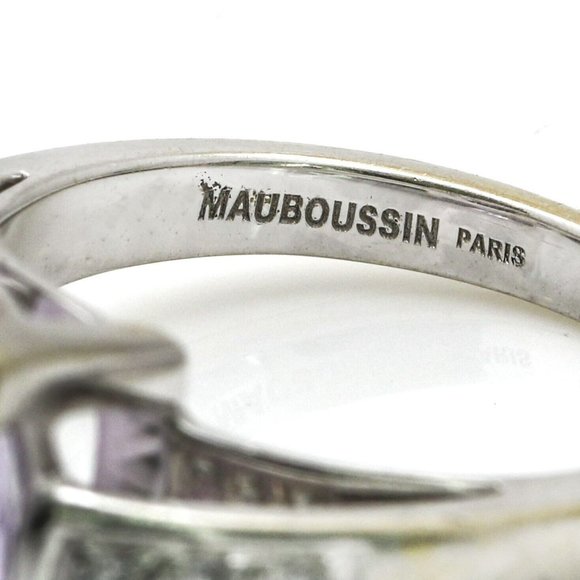 Mauboussin Gueule d'Amour Rose de France Gemstone Diamond Ring in 18k White Gold - Picture 6 of 7